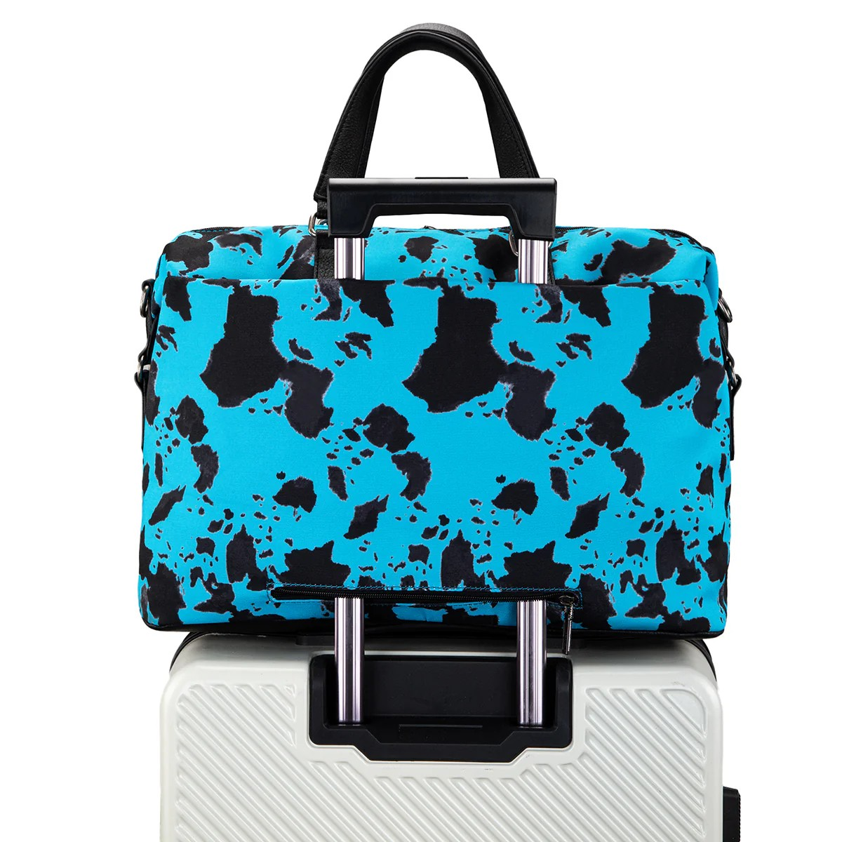 ヴァクトー vaqutaux ロゴ入りタンブラー&ホルダーケース voyage Wrangler Cow Print Trolley Sleeve Weekender Duffle Bag - Turquoise
