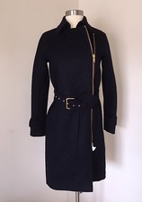 Jcrew Belted Zip Trench Coat Wool Melton Outerwear E4396 $398 Navy 000 New