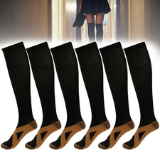 3 Pairs Unisex Copper Calf Energy Compression Socks S/M-XXL US FREE SHIPPING