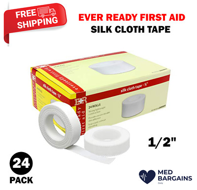 Ever Ready First Aid Adhesive Silk-Like Cloth Tape 1/2'' x 10 yd - 24 Pack