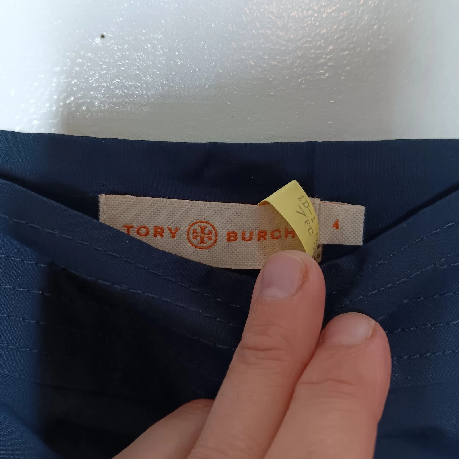 Abito donna Tory Burch aderente e svasato taglia 4 blu navy scollo quadrato foderato senza maniche