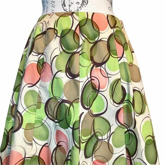 Falda midi a lunares Allison Taylor para mujer 6 verde rosa marrón iglesia Foto 2 de 4