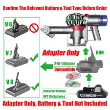1x Adapter fits Dyson V7 V8 Vacuum To Use for Metabo HPT 18V Batteries