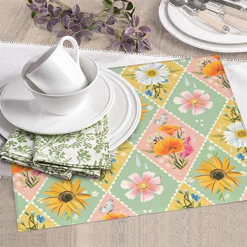 Daisy Flowers Dish Drying Mat 16x18 Inch Microfiber Absorbent Fast Dry Mat Fl... - Picture 7 of 8