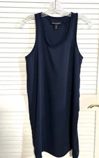 Cynthia Rowley Dress Navy Blue Shift Sleeveless Size 6 Women Length 32” HEMMED