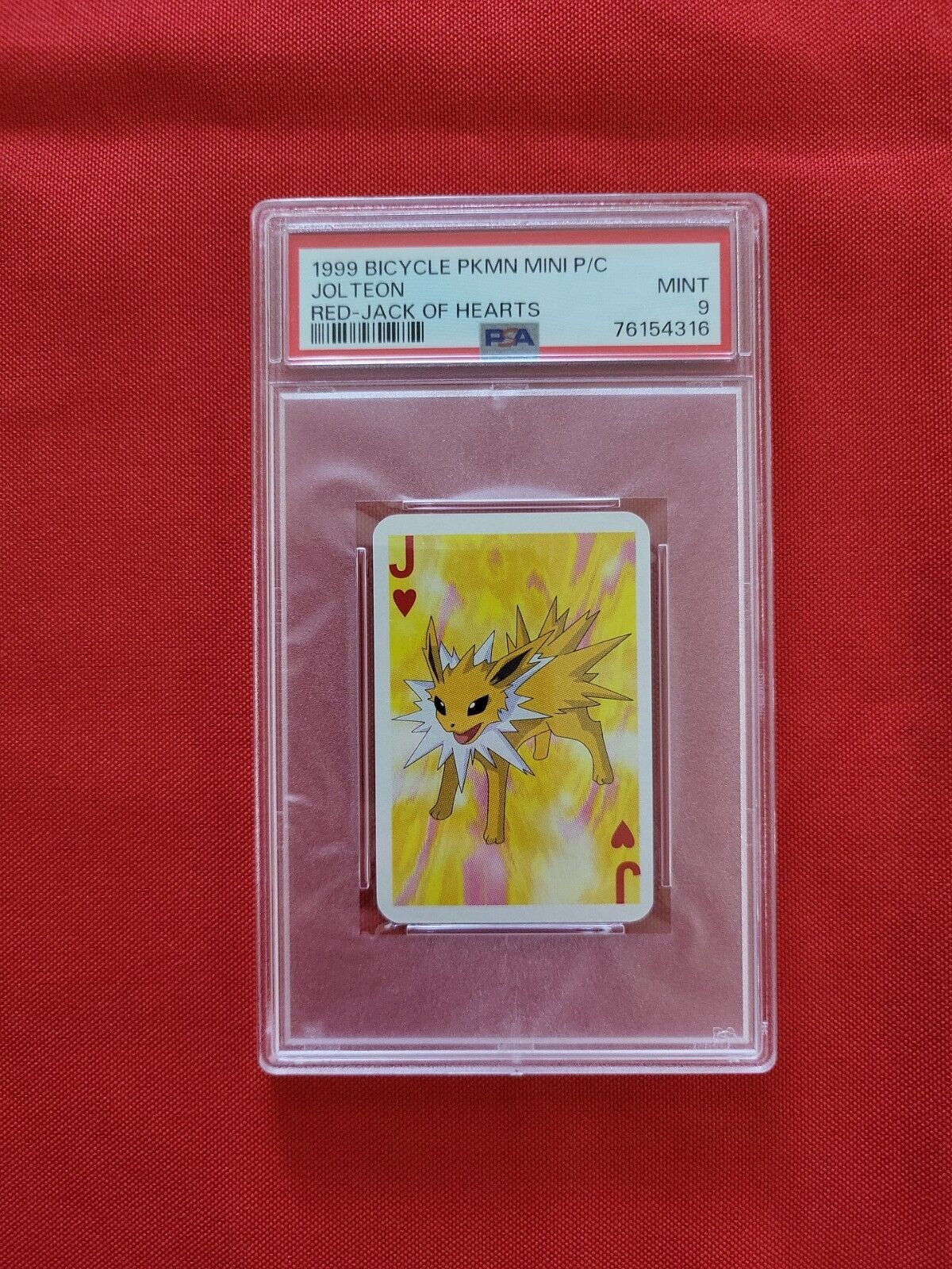 Bicycle Pokemon Mini Poker Playing Cards Jolteon Ace of Hearts Red - PSA 9 Mint