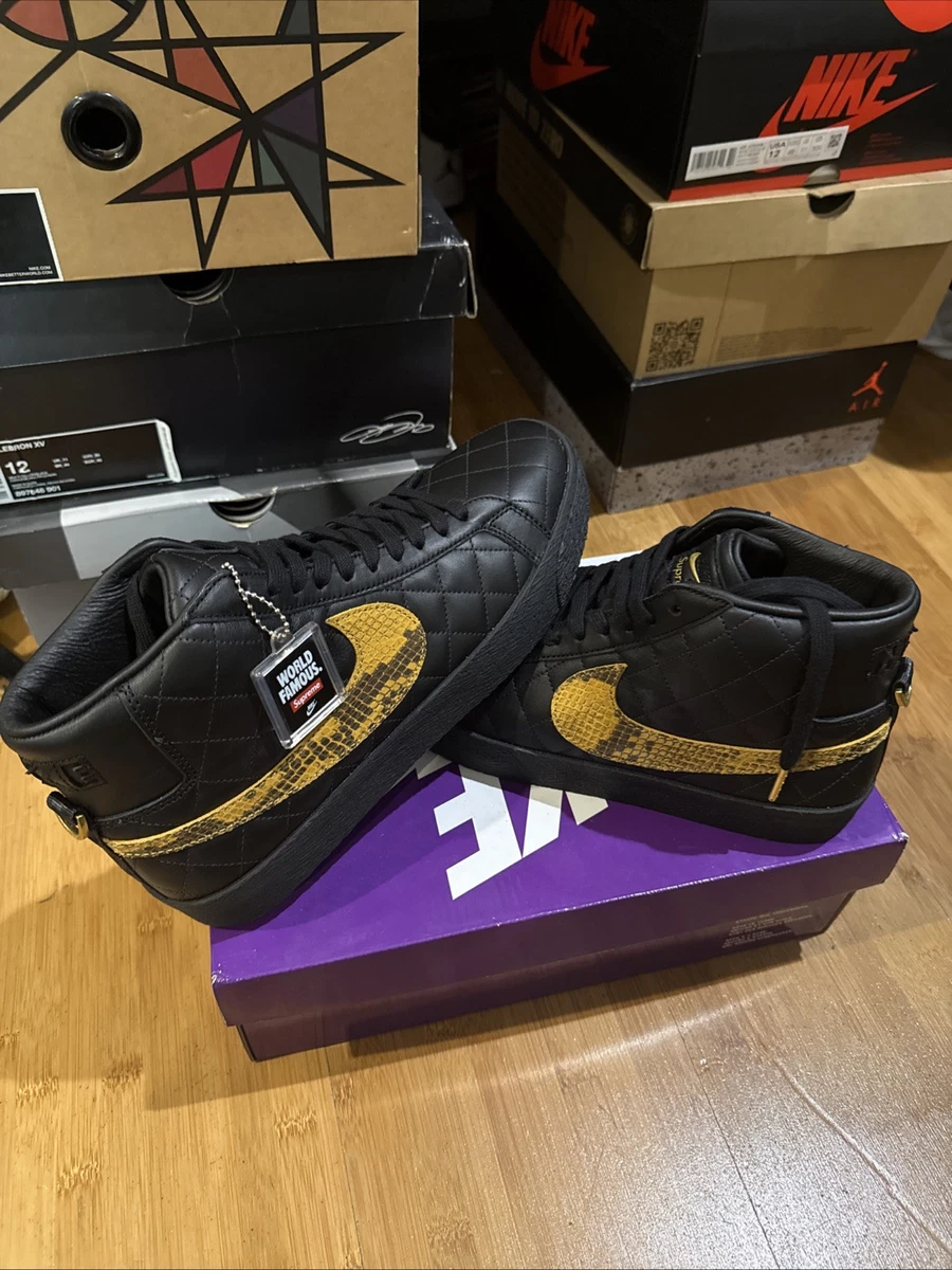 Nike Supreme x Zoom Blazer QS SB Mid Black Snakeskin for Sale