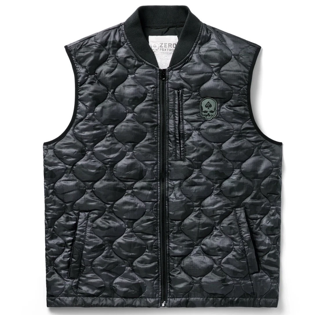 Zero Foxtrot Woobie Vest Mens 2XL Black Quilted Full Zip Skull Insulated NWOT