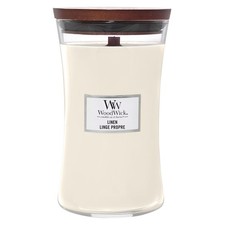 WoodWick Large Hourglass Scented Candle Linen with Crackling Wick Burn Time up
