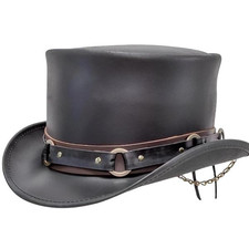 Men and Women Brown Genuine Leather Cowboy Western Hat Unisex Real Leather