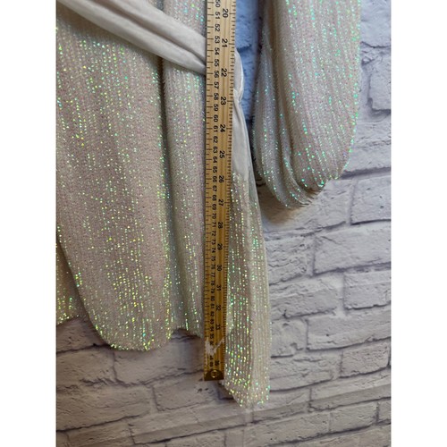 Nuevo con etiquetas Mini Vestido Retrofete Grace Terciopelo Recortado Blanco Lentejuelas Manga Larga Cinturón X - Imagen 12 de 13