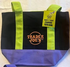 Trader Joes Mini Canvas Tote Bag Multicolor Fall/ Halloween LIMITED EDITION NWT!