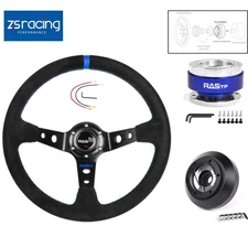 14in Steering Wheel+Quick Release+Hub Adapter E30H For BMW M3 M5 318I 325 528e