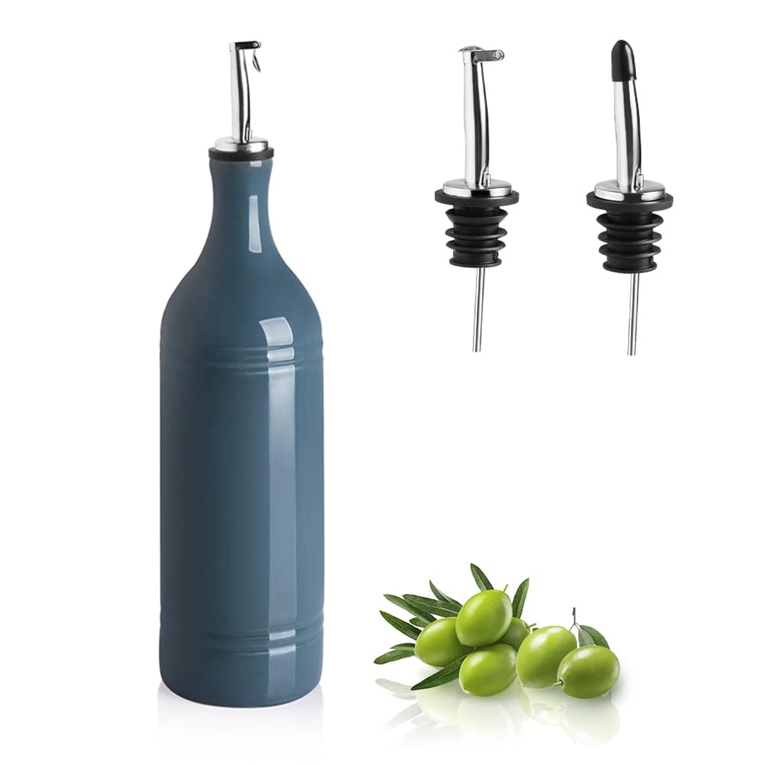 Sweejar Large Ceramic Olive Oil Dispenser Bottle, Opaque Oil Cruet Protects O...