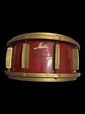 Vintage 1960s Mastro Snare Drum Red Sparkles Glitter Gold Music Instrument