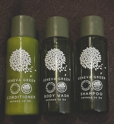 Geneva Green Serene to Be Travel Set Shampoo, Conditioner and Body Wash. 30ml 