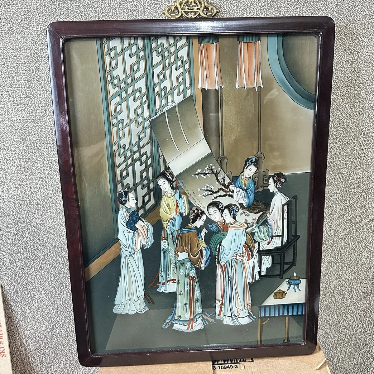 『裏絵』唐代の宮廷の女性たち　クリスタル工芸品　reverse painted 玻璃1900-1940 年中国画作、画卷| eBay