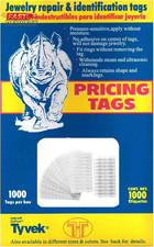1000 Pcs Price Tags Stickers 12Mm Barbell Jewelry Display Rectangle Shape White