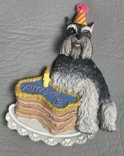 CUTE Willabee & Ward Magnet Dog W&W MBI Schnauzer With Birthday Cake 