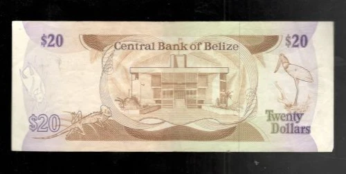 Belize, 1987, QE11, $20 Dollars, P-49b, CHOICE CRISP VF+! - Image 2 of 2
