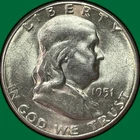 1951 Franklin Half Dollar Choice Almost Uncirculated AU+/UNC Coin #44119