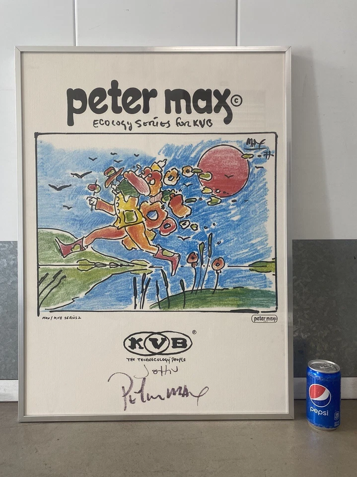 🔥 Póster de exposición de arte pop moderno antiguo vintage RARO, Peter MAX - FIRMADO, 1977 Foto 2 de 4