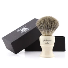 Stunning Super Badger Hair Shaving Brush Barber Style with Resin Ivory Handle