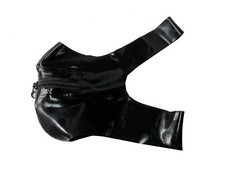 latex gummi mask with inner mouth zip cosplay party hood 0.4mm zip mouth