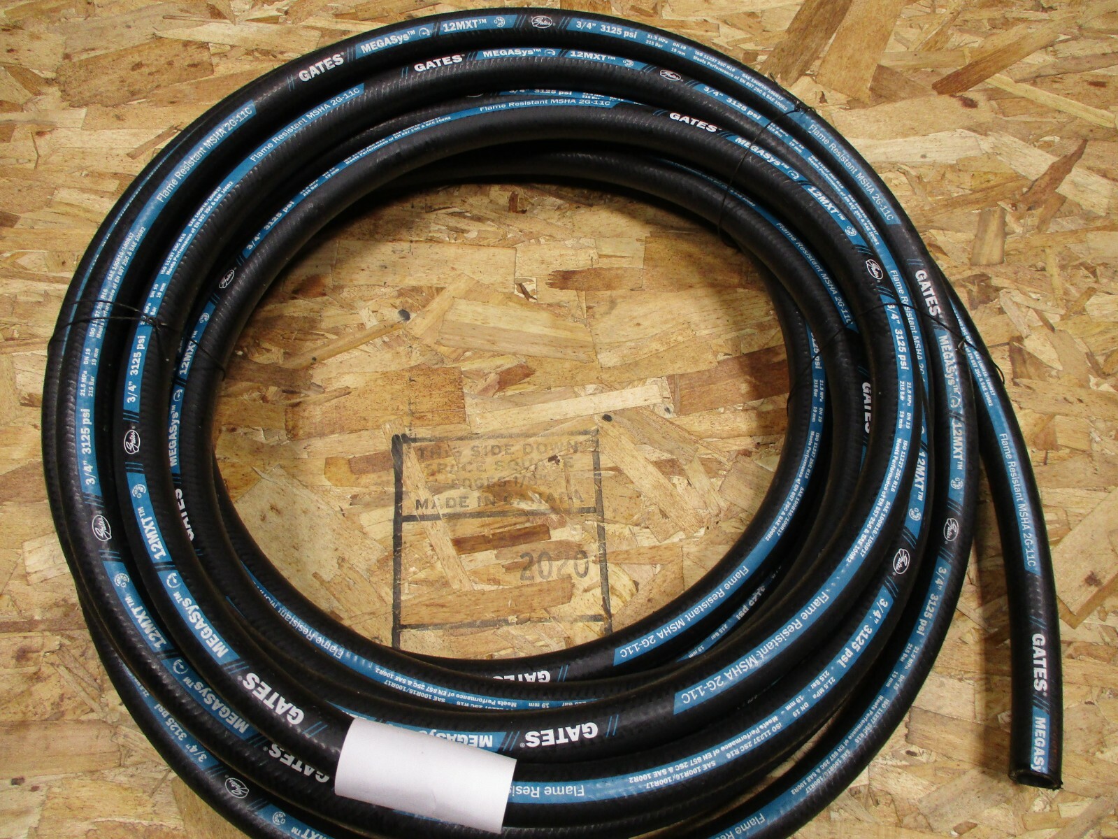 GATES HYDRAULIC HOSE 12MXT 3/4" 50' FEET TWO WIRE HOSE SAE 100R16 3125 PSI