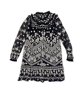 Needle and Thread Embroidered Lace Dress UK Size 10 US Size 6 Black Floral