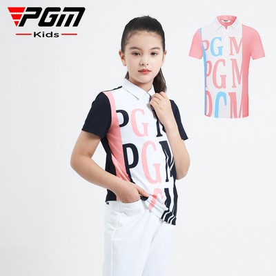 PGM Children Golf T-Shirts Short Sleeve Sports Tops Girls Printed Polo Shirts