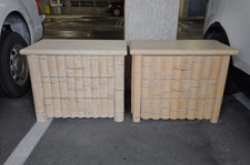 Stunning  Vintage Stacked Godfather Bamboo Chests With Stone Tops ,- A Pair