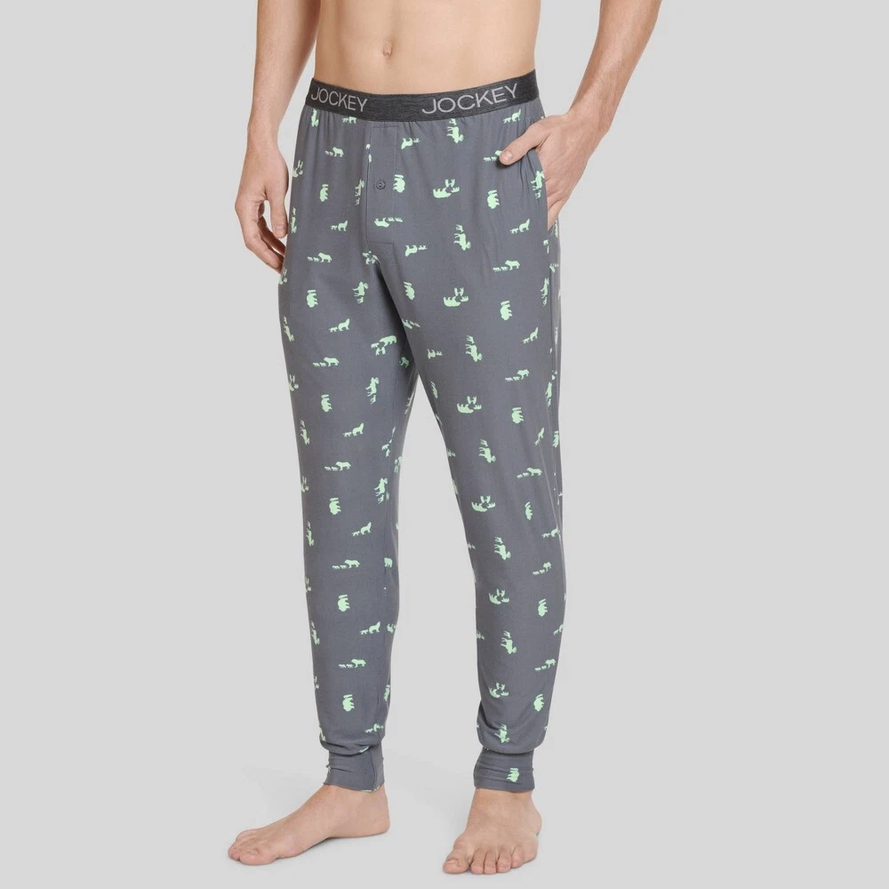 Jockey Generation Papa Bear Jogger Pajama Pants Grey w/Bears