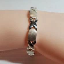 ALL Sterling .925 Silver Stampado Stampato Kisses Crossover 7" Bracelet 13.4gr