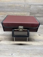 Vintage Cassette Tape Storage Case Faux Leather with Handle - Holds 12