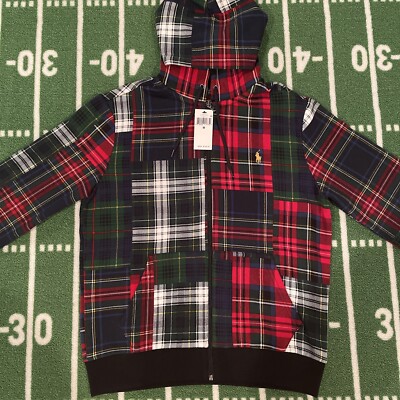 Polo Ralph Lauren Patchwork Plaid Full Zip Fleece Hoodie Men's