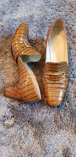 PALIZZIO NAPIER MPLS CROCODILE VINTAGE RETRO 1971 PATENTED LEATHER WOMEN 8 HEEL - Picture 9 of 12