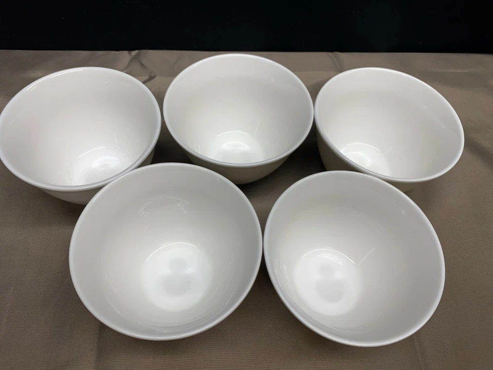 Set of 5 ~ Crate & Barrel "WHITE PORCELAIN" Round Sauce Bowls ~ 3 3/4" x 2 1/2" - Image 2 of 4