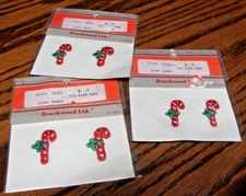 Beachwood Ltd Vintage (3-Packs Candy Canes) Small 1.2x0.75 Fabric Embroidery 220