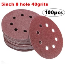 100pcs 40grits Sanding Discs,Dustless Hook and Loop Sander Paper 5 Inch 8 Hole 0.34 per gallon