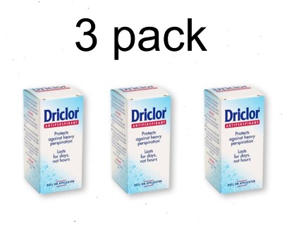3 x DRICLOR ANTIPERSPIRANT ROLL ON 20ml For excessive sweating