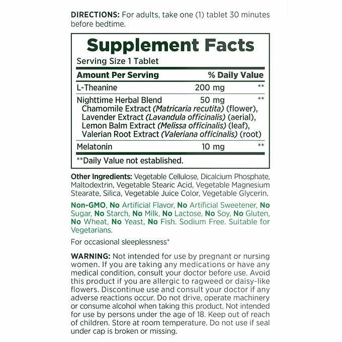 Nature's Bounty Sleep3 10mg Melatonin, 120 Triple Action Tablets ~ Exp 01/2027 - Image 3 of 4