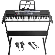 61 Key Music Electronic Keyboard Electric Digital Piano Organ w/Stand Xmas Black