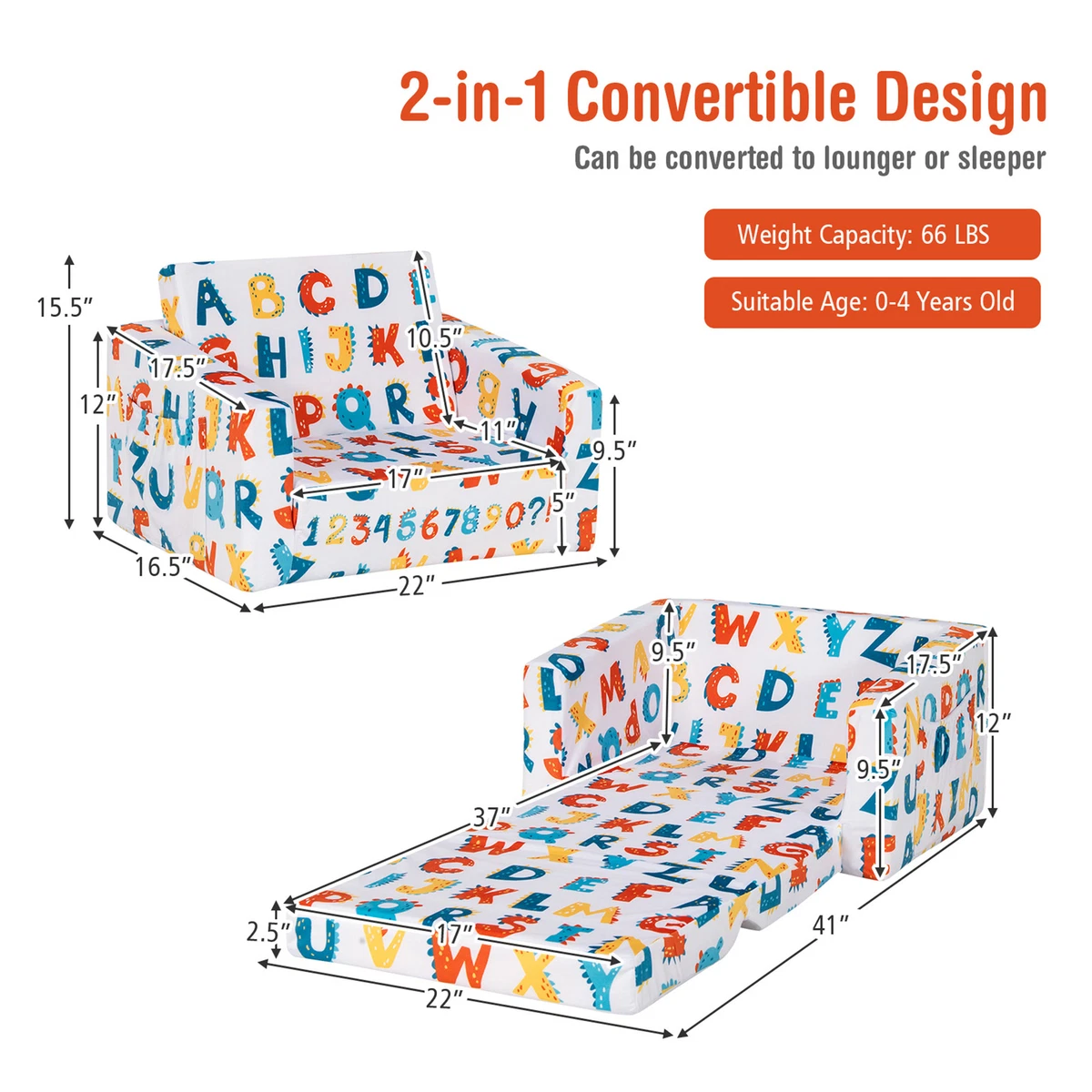 Junior flip top out sofa
