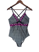 Kona Soul Black Swimsuit Large Whimsigoth Floral Resort Beach Romantic