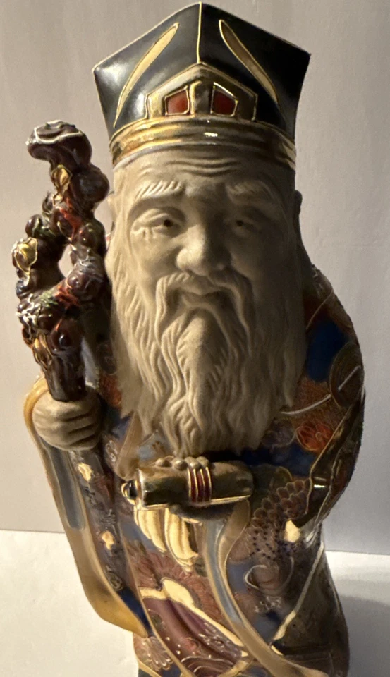 Vintage Lucky Charm God Signed Statue 18” Japanese Kutani Ware - Image 2 of 4