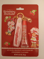 Strawberry Shortcake Taste Beauty Strawberry Lip Gloss Bracelet Keychain Set 1
