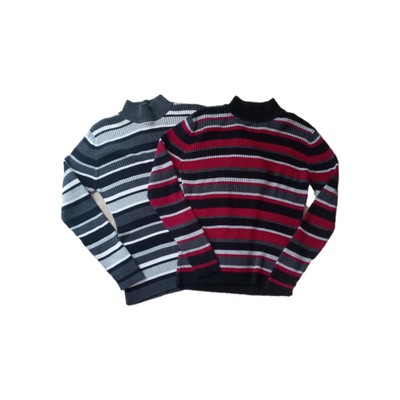 Lot Of 2 Croft And Barrow Striped Ribbed Sweater Girls Size XL Red Black Gray