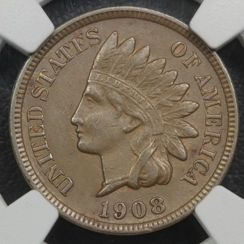 1908 S Indian Head Copper Cent 1C NGC AU Details - Enviro. Damage (ALMOST UNC)