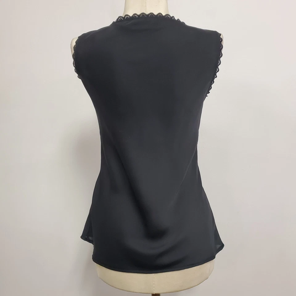 Top Baydoll satinado vintage New York & Co para mujer Y2K talla M negro preppy coqueta Foto 3 de 4